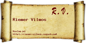 Riemer Vilmos névjegykártya